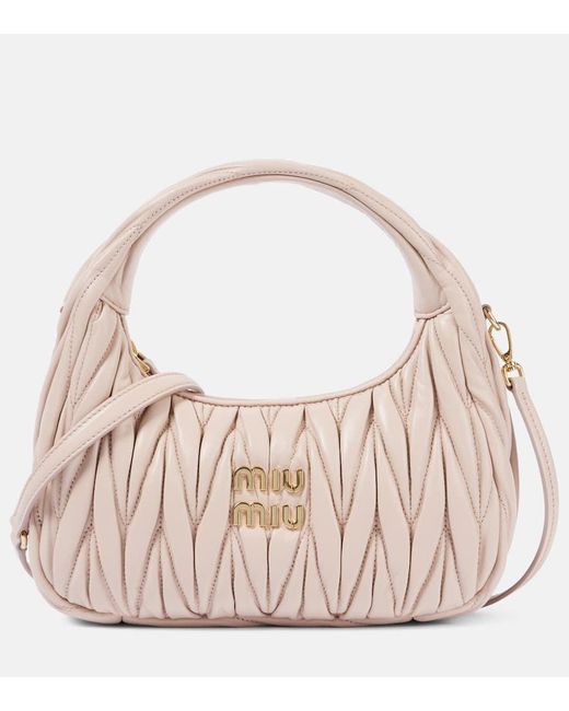 Miu Miu Pink Wander Small Matelasse Leather Shoulder Bag