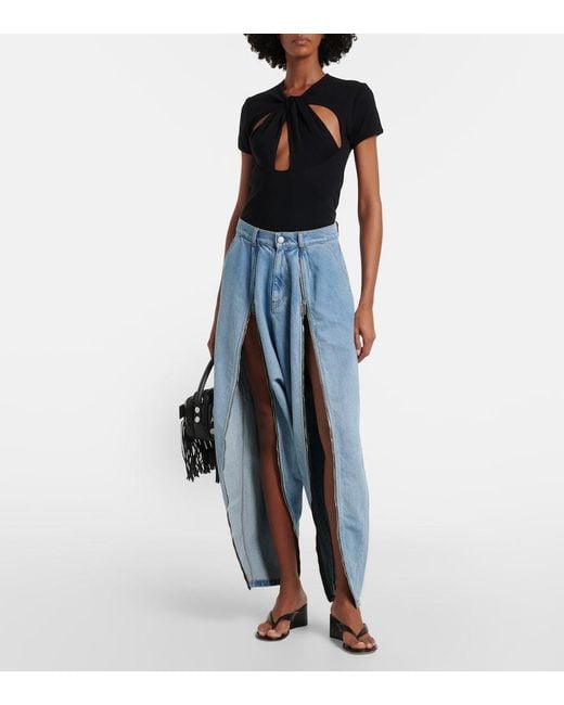 Coperni Blue Front-Slit Balloon Jeans