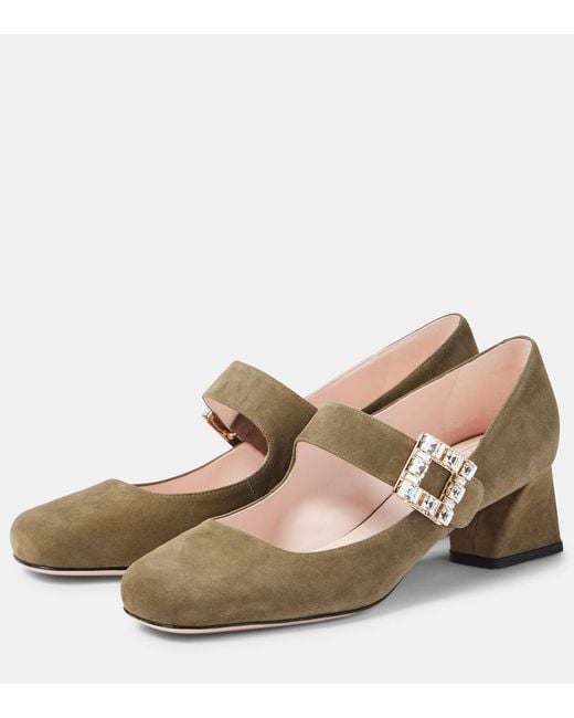 Roger Vivier Natural Tres Vivier 45 Suede Pumps