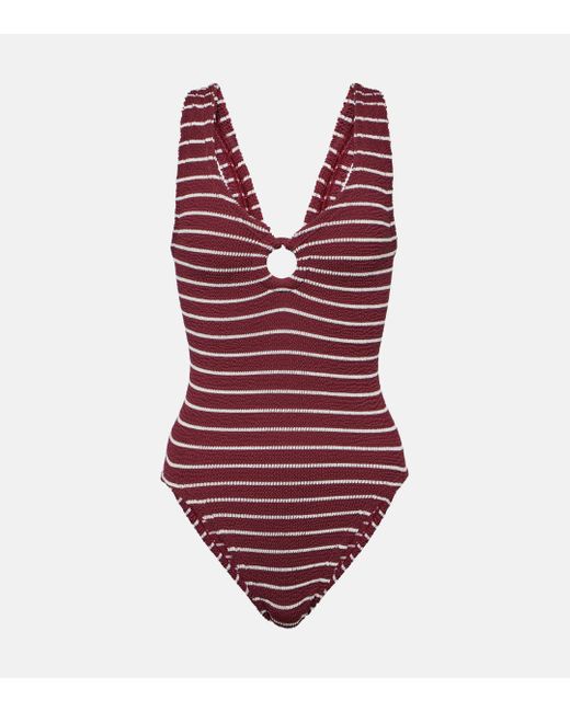 Hunza G Red Celine Striped Swimsuit