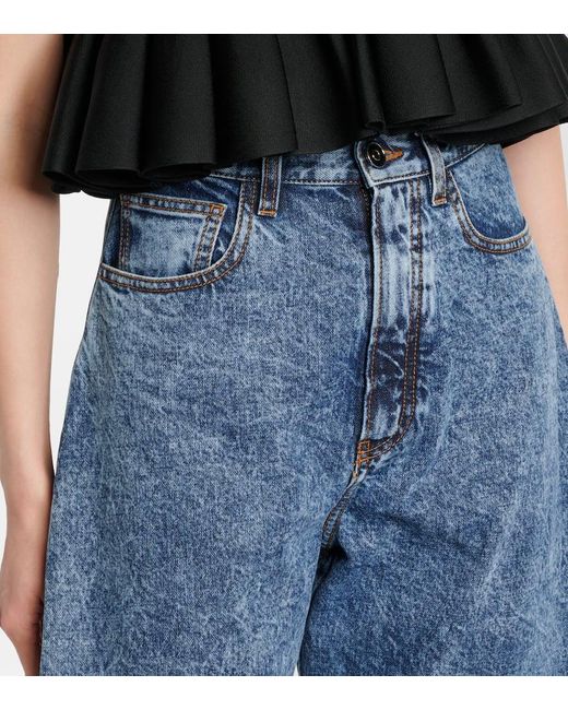 Alaïa Blue High-Rise Barrel-Leg Jeans