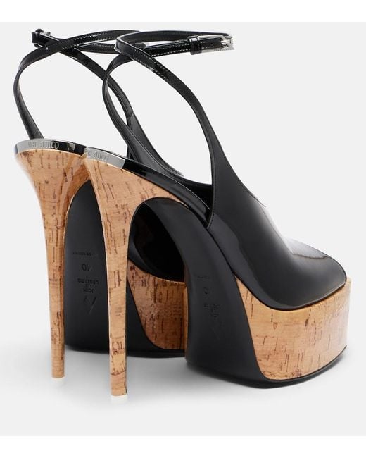 The Attico Black Ornella Patent Leather Platform Slingback Pumps