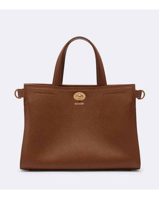 Burberry Brown Cotswolds Check Small Leather Tote Bag