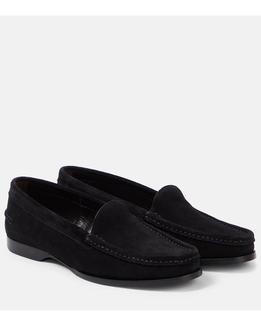 The Row Black Ruth Suede Loafers