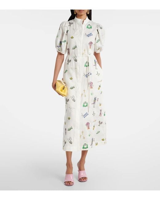 ALÉMAIS White Play Embroidered Shirt Dress