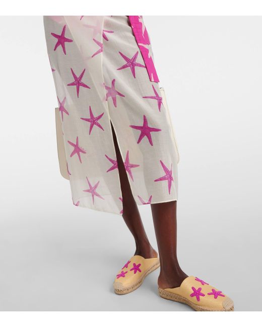 Pareo Starfish en coton et soie Valentino en coloris Pink