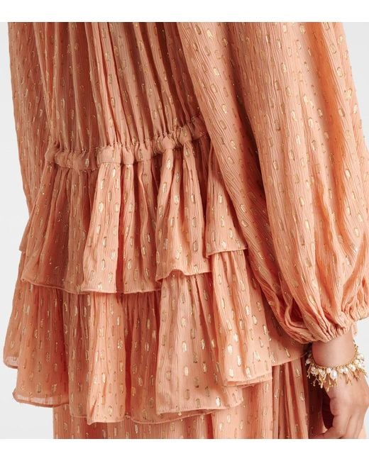 Zimmermann Orange Rhiannon Ruffled Blouse
