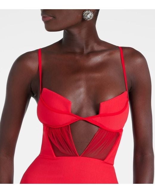 Nensi Dojaka Red Crepe Maxi Dress