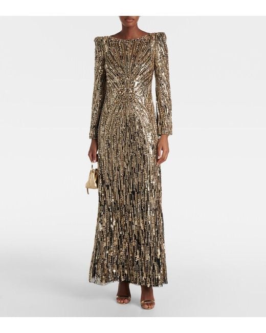 Jenny Packham Natural Avalon Sequined Gown