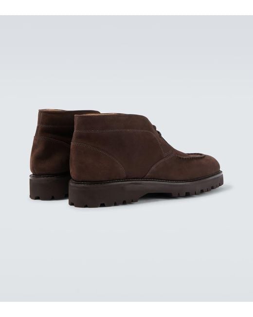 John Lobb Brown Suede Desert Boots for men
