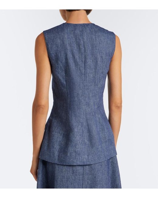 Carolina Herrera Blue Linen, Wool, Silk, And Cashmere Vest