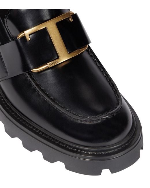 Tod's Black Mid Heel Loafers