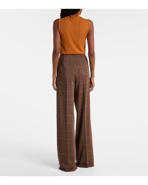 Max Mara Brown Seggio Wool And Cotton Jersey Wide-Leg Pants