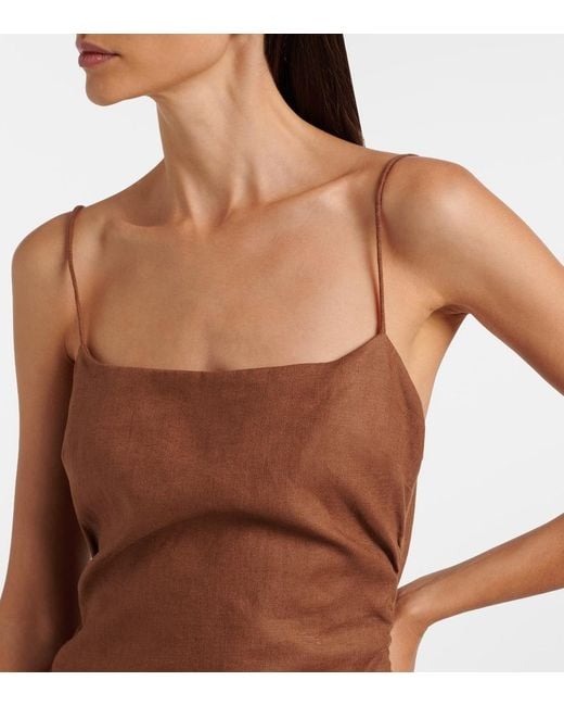 Sir Brown Linen Midi Dress