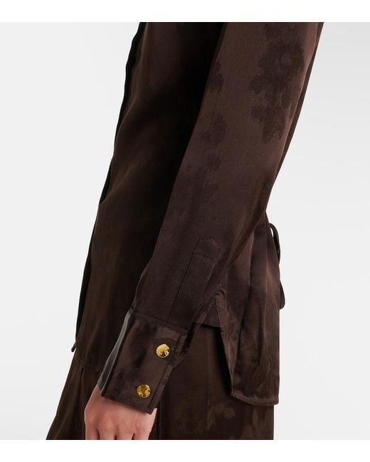 Ganni Brown Satin Jacquard Shirt