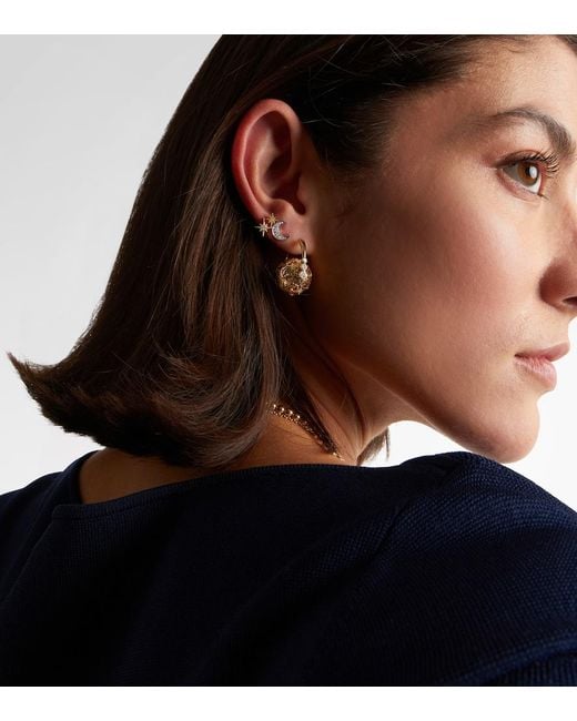 Sydney Evan White Moon 14Kt Earrings With Diamonds