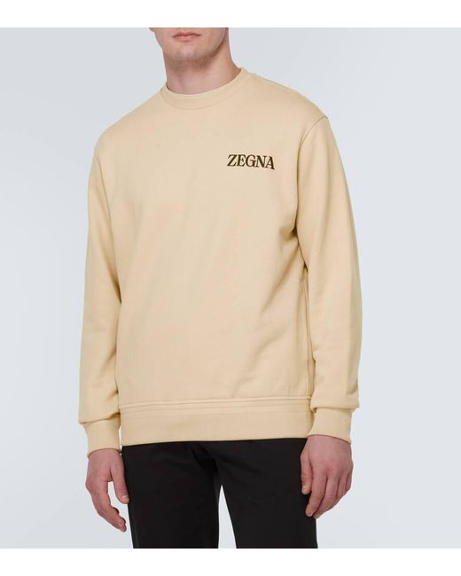 Zegna Natural Logo Cotton Jersey Sweatshirt for men