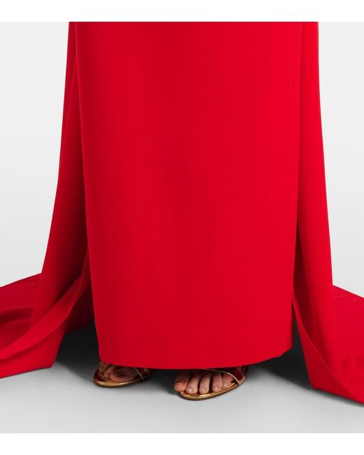 Solace London Red Ainhoa Scarf-Detail Crepe Gown