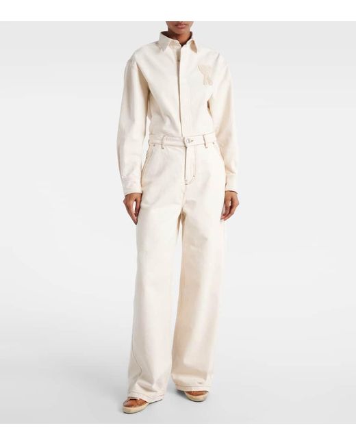 AMI Natural High-Rise Wide-Leg Jeans
