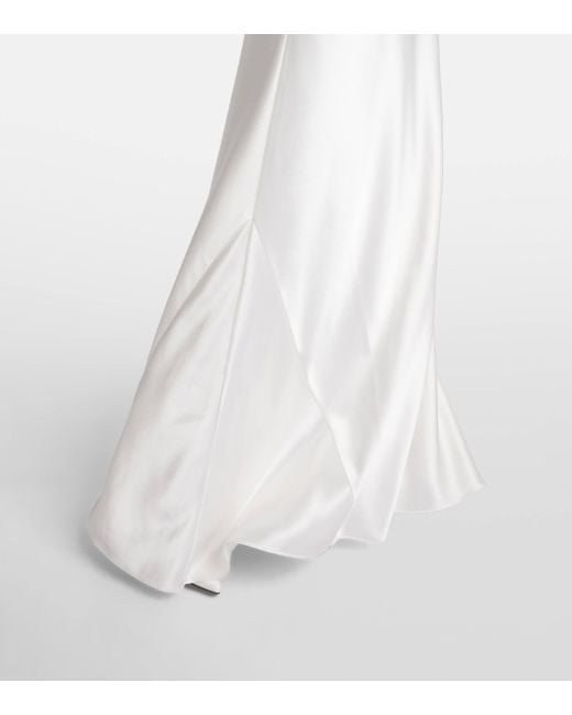 Robe longue Pandora en satin Galvan en coloris White