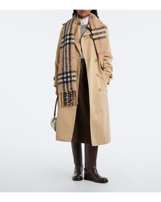 Burberry Metallic Check Alpaca And Wool Boucle Scarf