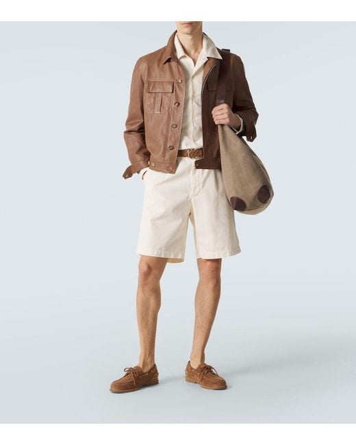 Brunello Cucinelli White Cotton Shorts for men