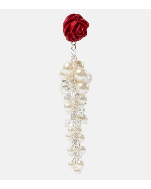 Magda Butrym Red Rosedrop Embellished Sterling Silver Drop Earrings