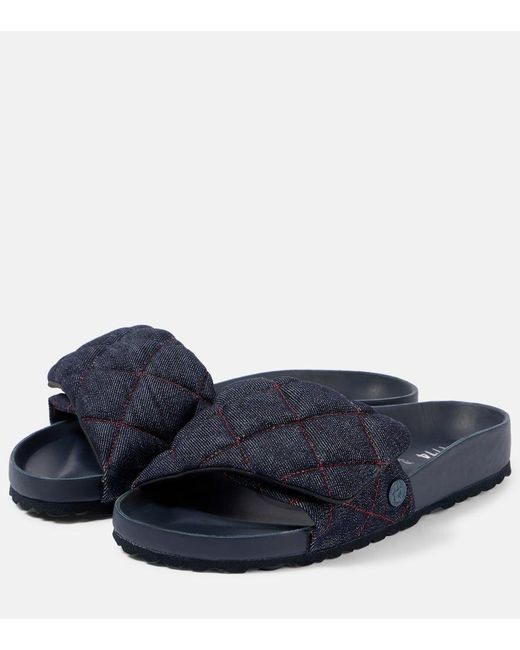 Birkenstock Blue Sylt Quilted Denim Slides