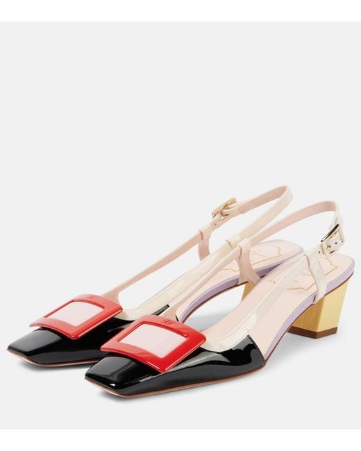 Roger Vivier Pink Belle Vivier 45 Leather Slingback Pumps