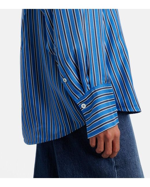 Totême Blue Striped Oversized Silk Shirt
