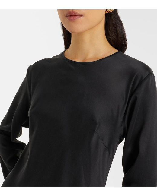 Asceno Black Salina Silk Charmeuse Maxi Dress