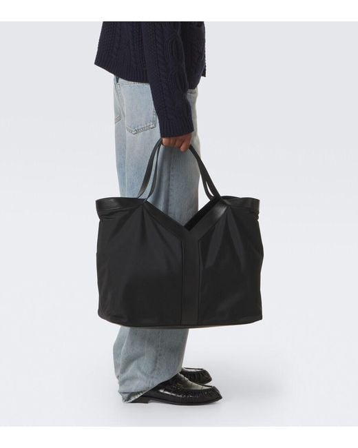 Saint Laurent Black Y Large Leather-Trimmed Tote Bag for men