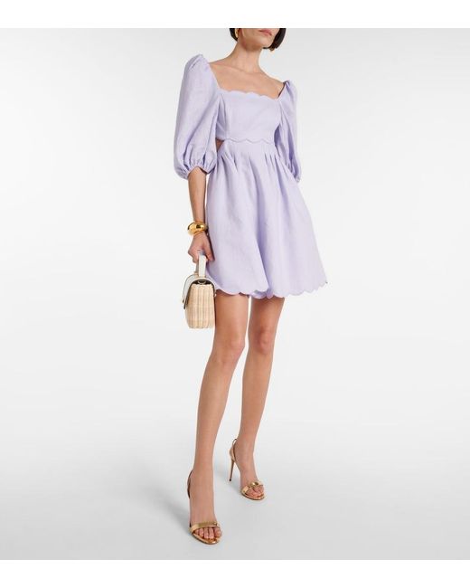 Zimmermann Purple Lilac Scalloped Edges Linen Dress