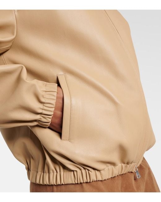 Nour Hammour Natural Leo Leather Zip-Up Hoodie