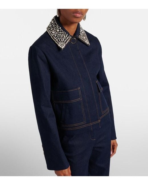 Veronica Beard Blue Barrington Embellished Denim Jacket