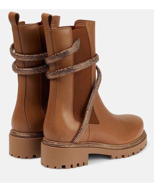 Bottes Chelsea En Cuir Embelli 40 Mm Rene Caovilla en coloris Brown
