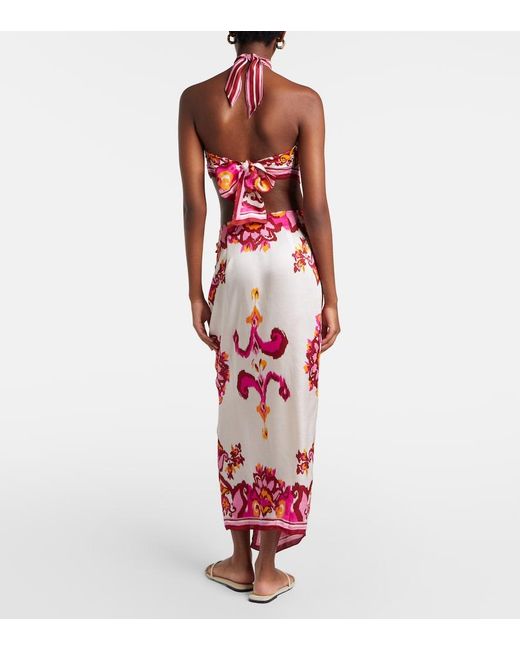Poupette Red Dana Printed Wrap Skirt