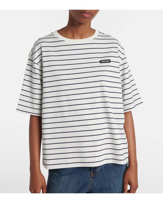 Miu Miu White Cotton Jersey T-Shirt