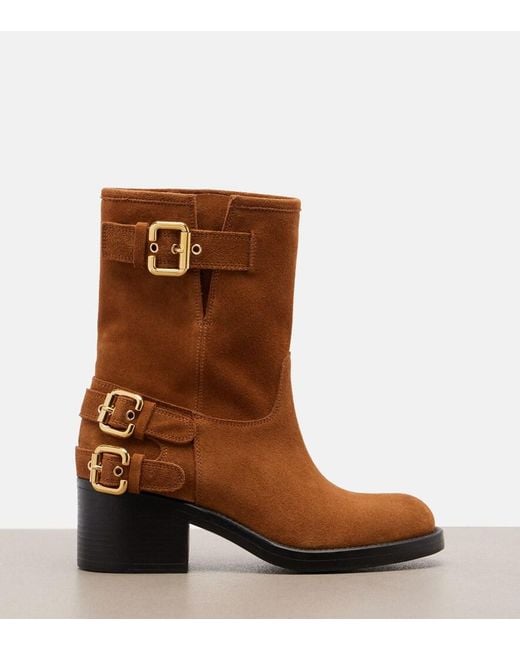 Chloé Brown Dakota Suede Biker Boots