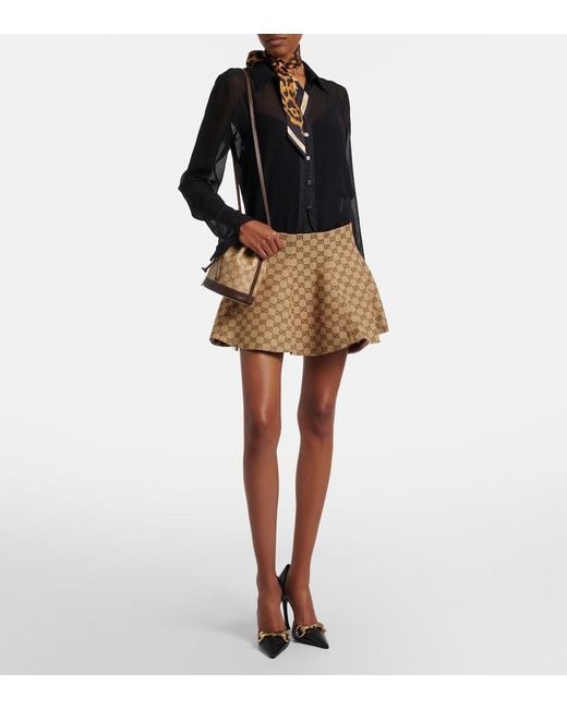 Gucci Brown Web Stripe Mini Gg Canvas Bucket Bag