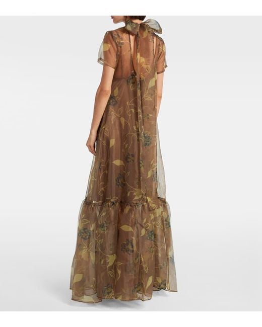 Staud Natural Calluna Floral Organza Maxi Dress