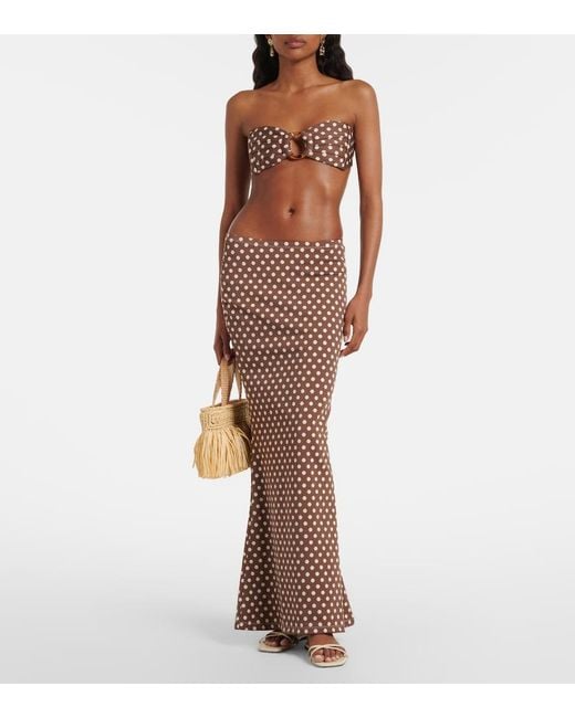 Montce Brown Natalia Polka-Dot Maxi Skirt