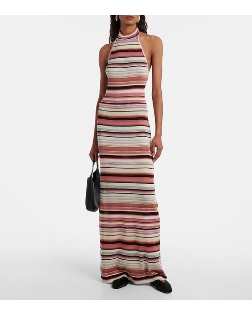 Missoni White Striped Halterneck Maxi Dress