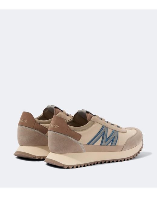 Moncler White Pacey2 Suede-Trimmed Sneakers for men