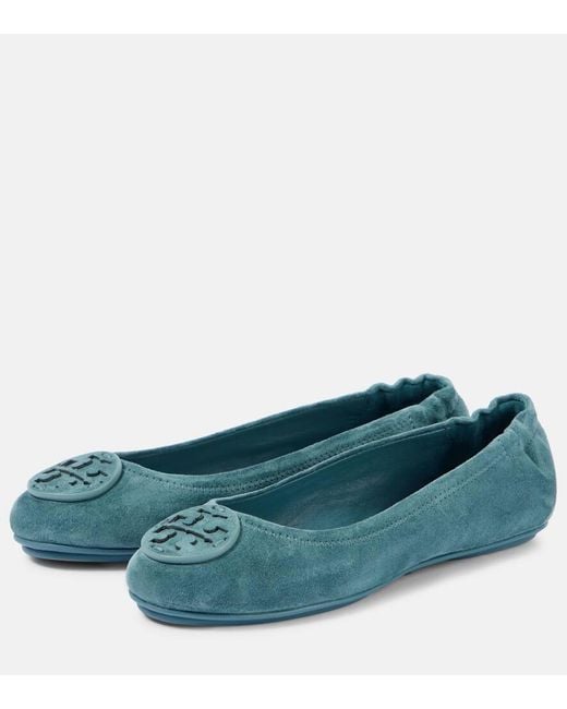 Tory Burch Blue Minnie Ballet Flats