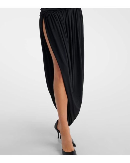 Magda Butrym Blue Ruched Asymmetric Draped Midi Dress