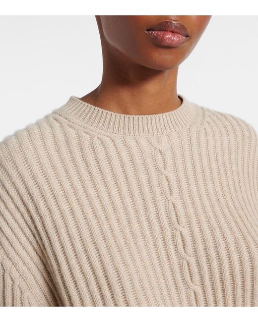 Loro Piana Natural Plane Tree Ribbed-Knit Cashmere Sweater