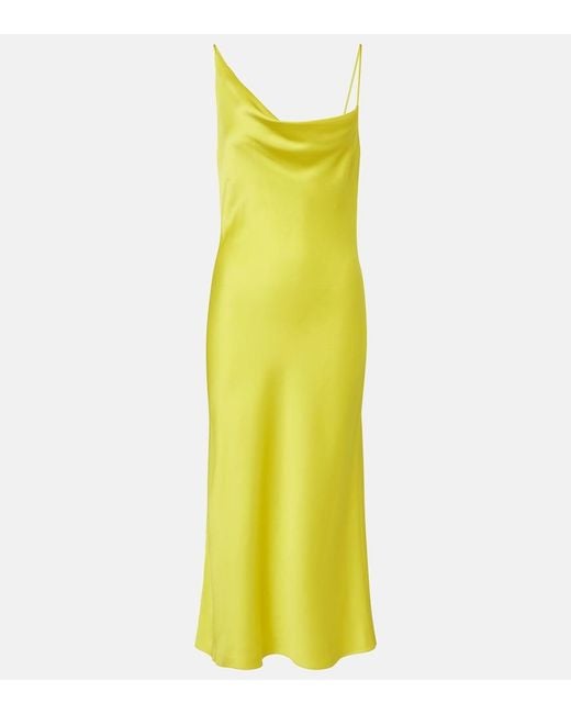 Stella McCartney Yellow Draped Satin Slip Dress