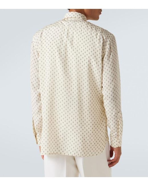 Tom Ford White Paisley Silk Crepe De Chine Shirt for men