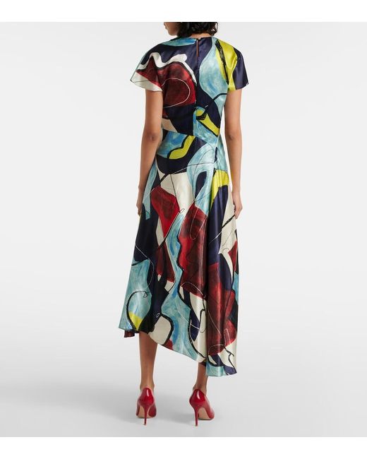 Roksanda White Adriana Printed Satin Midi Dress